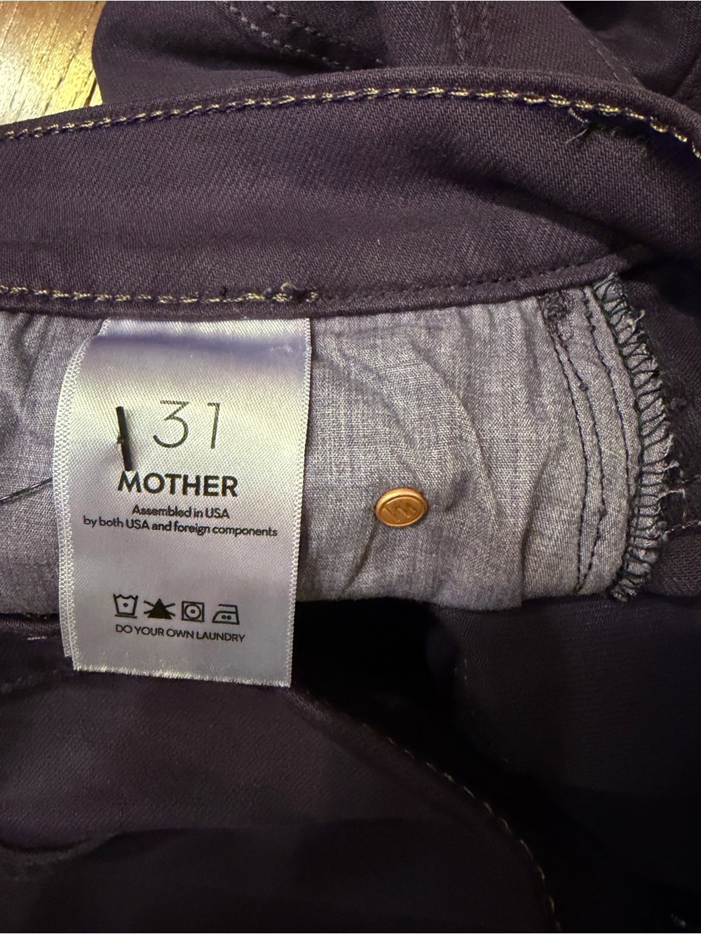 MOTHER The Rascal Ankle Step Fray Jeans Purple Size 25 tagged 31 but runs small - Picture 5 of 9